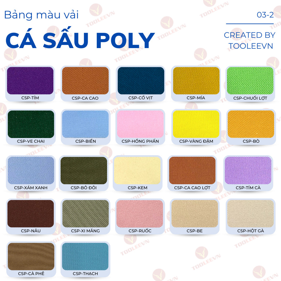 Bảng màu vải cá sấu Poly