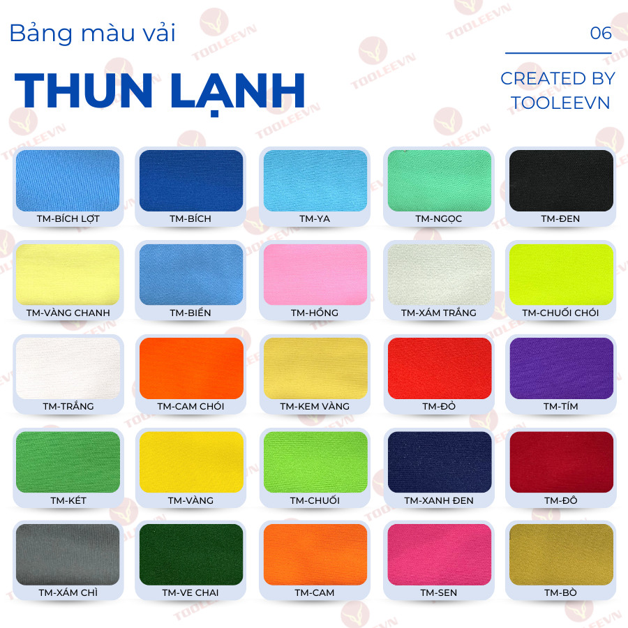 Bảng màu vải thun lạnh